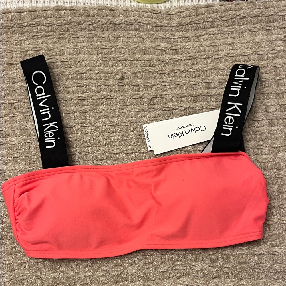 Calvin Klein Pink Bikini Top with Branded Straps